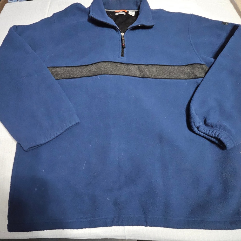IZOD PerformX Quarter Zip Fleece Pullover Blue Gray Stripe Men's XL